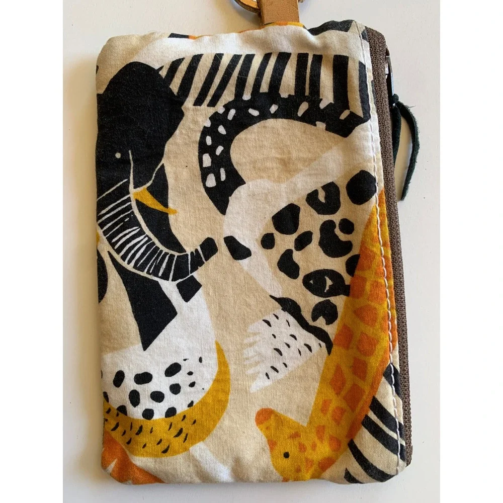 Oh My Darlin Studio Safari Animal Canvas Coin Purse Keychain Olive Green
